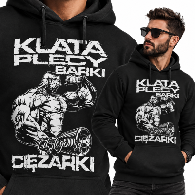 BLUZA Z KAPTUREM NA SIŁOWNIĘ KLATA PLECY BARKI